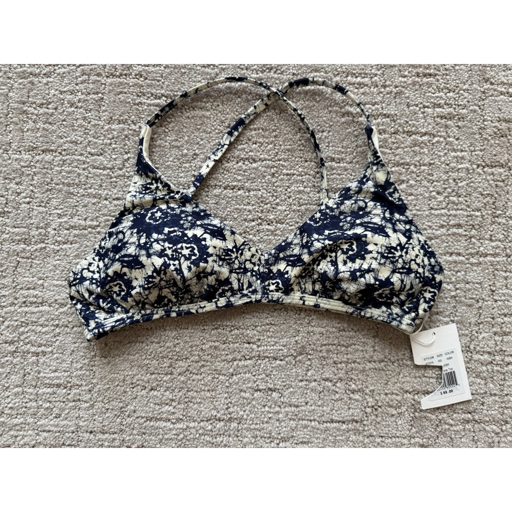 $65 Faherty X Andie Swim Womens The Valencia Bikini Top in Blue Floral Sz XS